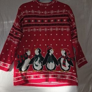 Festive Red‎ Penguin Knit Sweater
